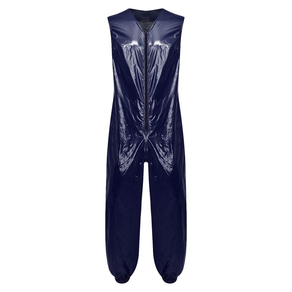 Men Waterproof Diaper Cover Bodysuit Sleeveless Zip Up Elastic Leg Opening One Piece Rompers Adaptive Jumpsuit