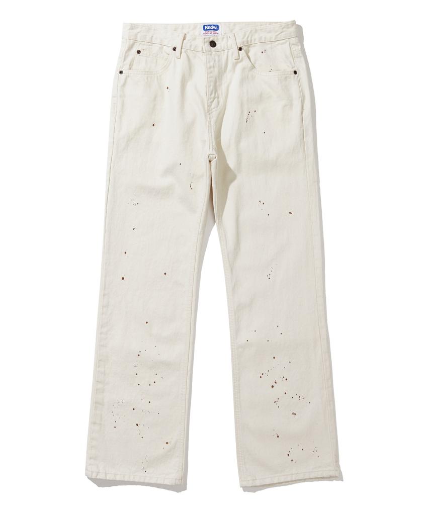 KND 97Lc Splatter Bootcut Denim Pants Ecru