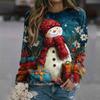 Women's Fashion Casual Long Sleeve Christmas Printed Neck Sweatshirt Top