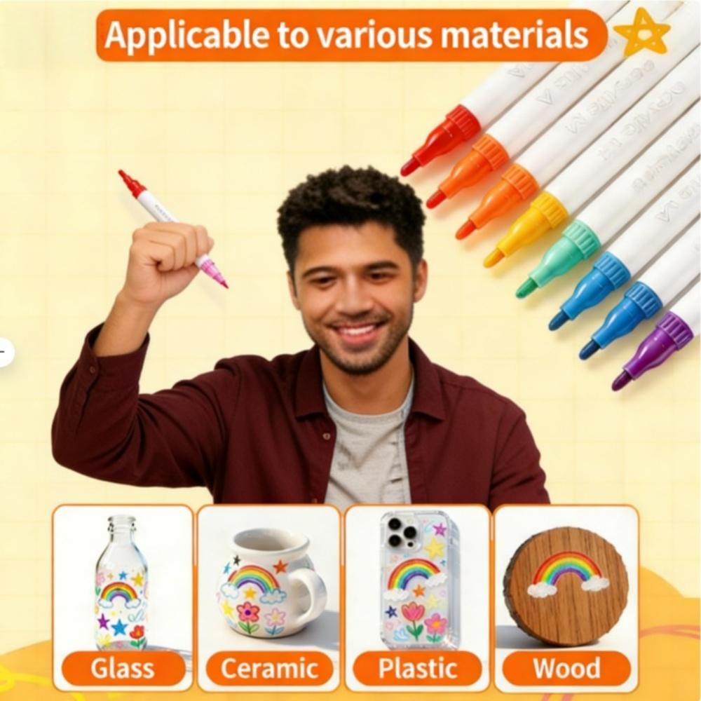 Double-Ended Acrylic Paint Markers With Stackable Storage Box For Canvas, Glass, Ceramics, Wood, Diy Crafts