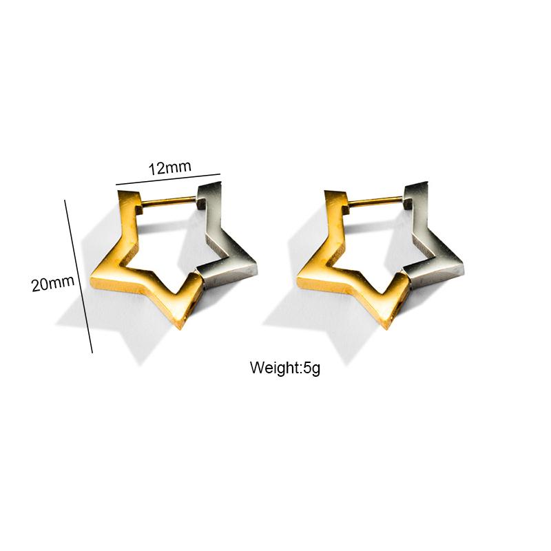 New Glossy Stainelss Steel Gold Silver Color Geometric Hoop Earrings Woman Man Heart Star Oval Round Punk Hip-hop Huggie Jewelry