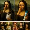 Mona Lisa Funny Toilet Canvas Print Poster Vintage Abstract Art Figure Painting Wash Room Toilet Hallway Wall Art Home Decor