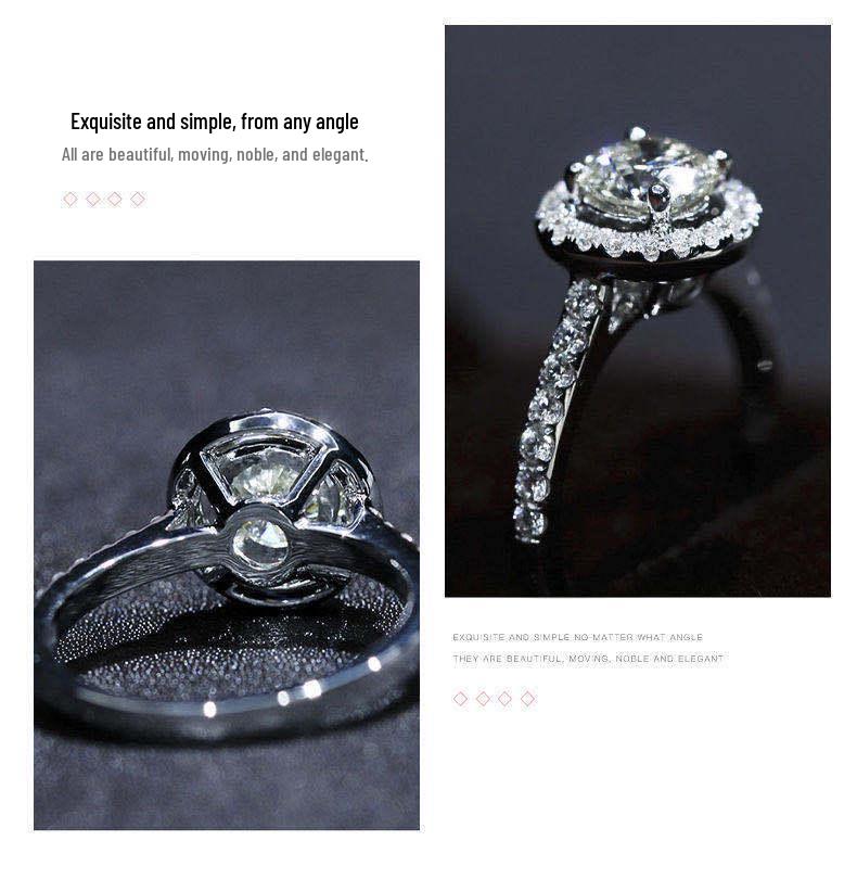 18K Gold Round Moissanite Ring with D Color Super White Moissanite and Diamond Certificate