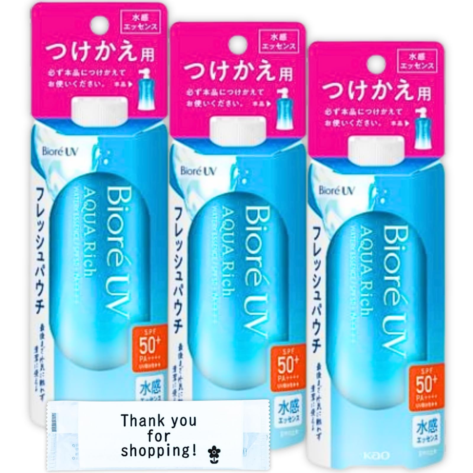 

Biore Солнцезащитный крем Aqua Rich Watery Essence Свежий Сменный пакет x3 Оригинальный набор полотенец