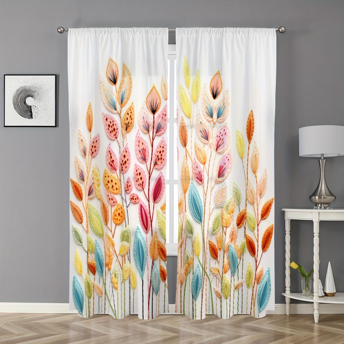 

Комплект из 2 предметов, цветочные ботанические шторы с рисунком, карниз, дизайн из полиэстера для гостиной, спальни, кухни, жалюзи, оконные шторы 0.8*1.4&Rod Pocket