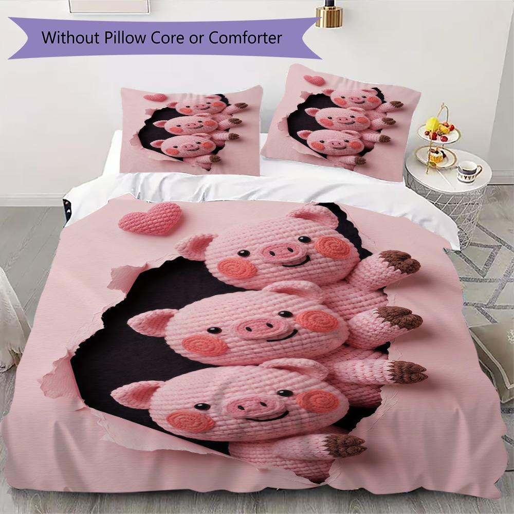 

Cute pink pig Pattern Bedding uilt Set uilt Cover Pillowcase Home Decoration Birthday Gift (1 * duvet cover + 50 * pillowcase without core) 135x200cm