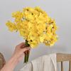 Artificial Narcissus Flowers Bouquet for Home Decor Realistic Silk Fake Daffodils with White Yellow Orange Petals Long-Lasting Spring Decoration for