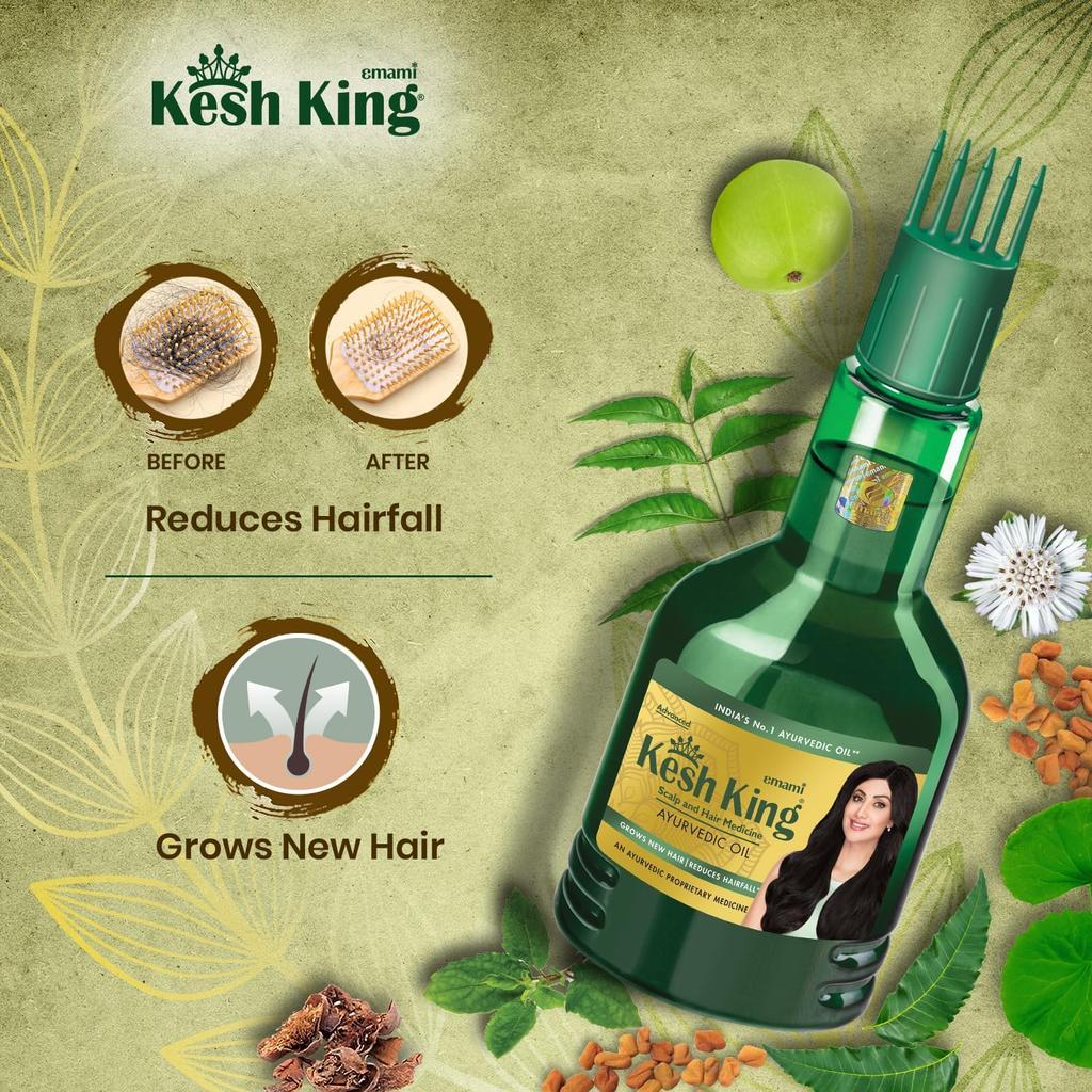 Kesh King Ayurvedic Anti Hairfall Hair Oil 300ml For Stronger Hair Growth And Scalp Nourishment – Herbal Oil For Dandruff And Dryness