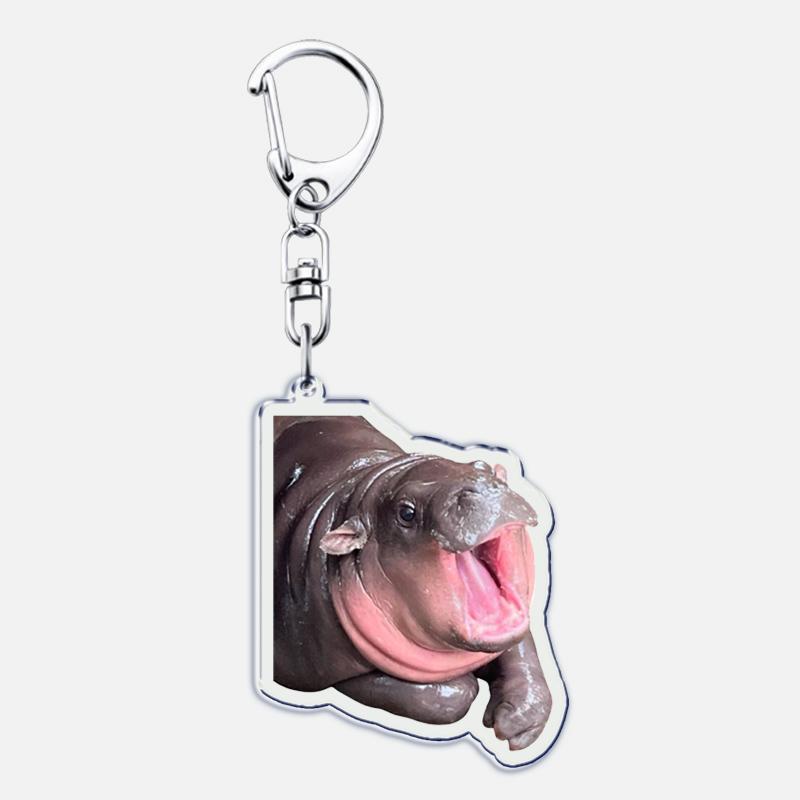 Funny Baby Hippo Cute Keychains Keyring for Accessories Bag Moo Deng Meme Pendant Keyring Jewelry Fans Gifts