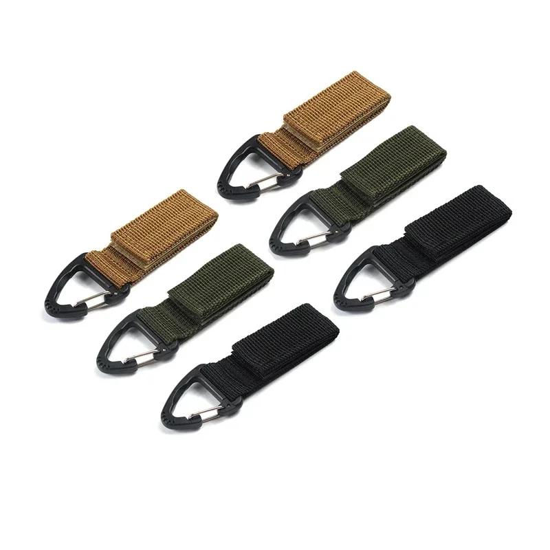 Outdoor Activity Camping Hiking Nylon Ribbon Keychain Molle Tactical Knapsack Triangle Backpack Waist Carryall Fastener Hook Buckle Climb Tool