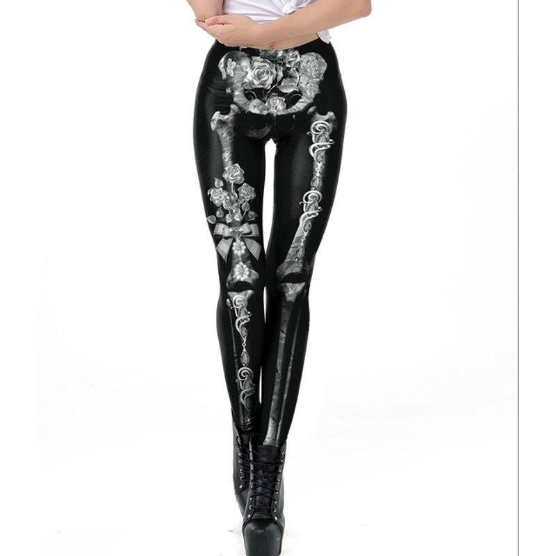 Skeleton 3D Printed Tight Pencil Pants 3D Print Skinny Pencil Pants