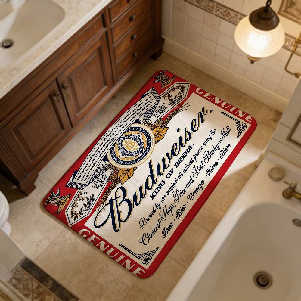 King Of Beer B-Budweiser Room Mats Anti-slip Absorb Water Long Strip Cushion Bedroon Mat Household Carpets 40x60cm
