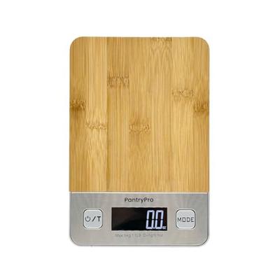 Bamboo Platform Digital Kitchen Scale 11 Pounds Ccity LCD Display Grams and Ounces AAA Battery Included Natural