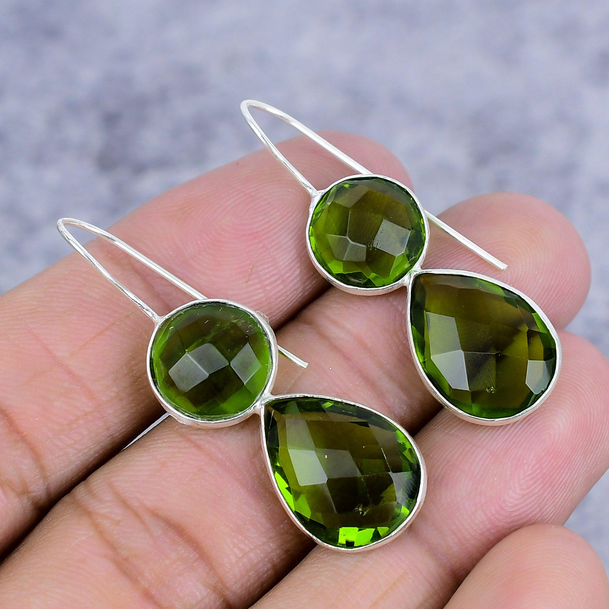 

Peridot Gemstone Handmade 925 Sterling Silver Jewelry Earring 1.77 M-2625