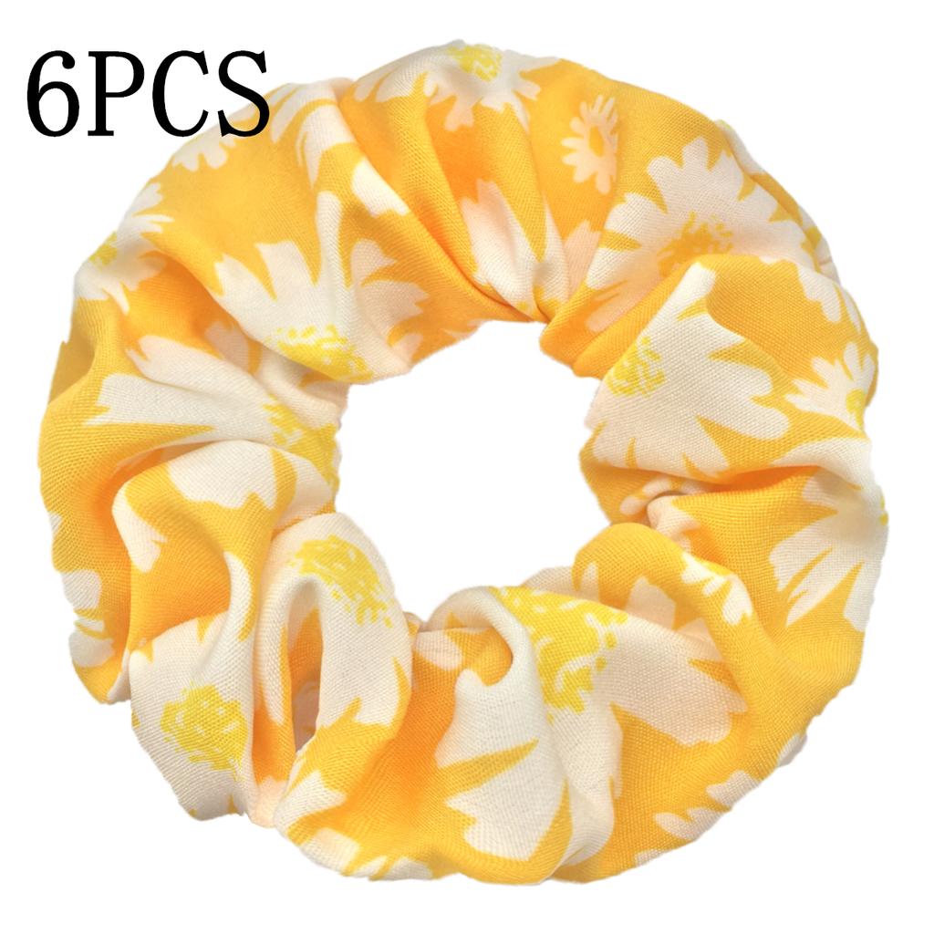 6 Stück/Los Haargummis Elastisches Band Damen Halter Gummiband Zubehör Chiffon Sonnenblume Gänseblümchen Blume Niedliche Kopfbedeckung