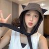 Little Devil Lace-up Pullover Hat Solid Color Y2K Shawl Hat Quick-drying Funny Ear protection Scarf Cap Summer