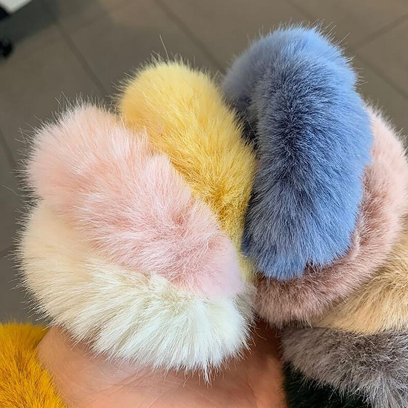 1Pc Fluffy Warm Autumn Winter Elastic Hair Band Scrunchies Large Intestine Hair Ring For Women Girls Plush Hair Rope Hairwear