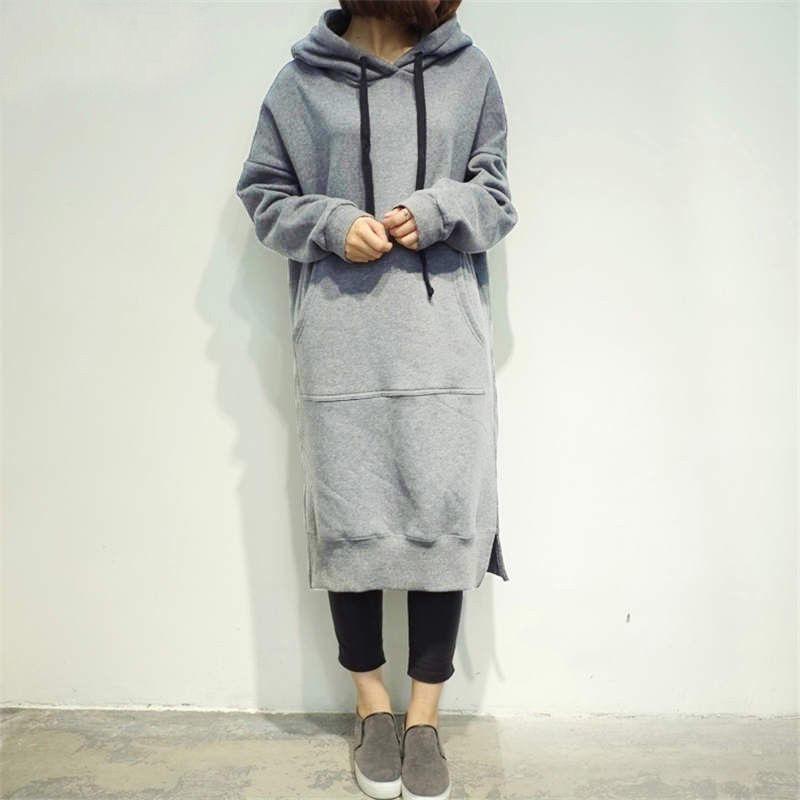 Women's Long Sleeve Loose Casual Plus Sweatshirt Hoodies Long Maxi Dress In Premium Quality And Timeless Design