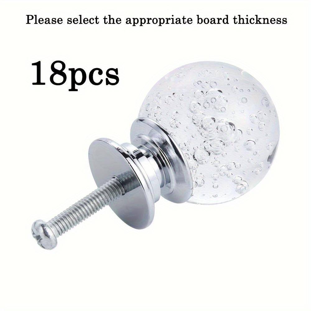6/18 Pcs Crystal Cabinet Knobs Round Glass Bubble Drawer Pulls Smooth Knobs for Home Cabinets Dressers with Screws 25mm Clear
