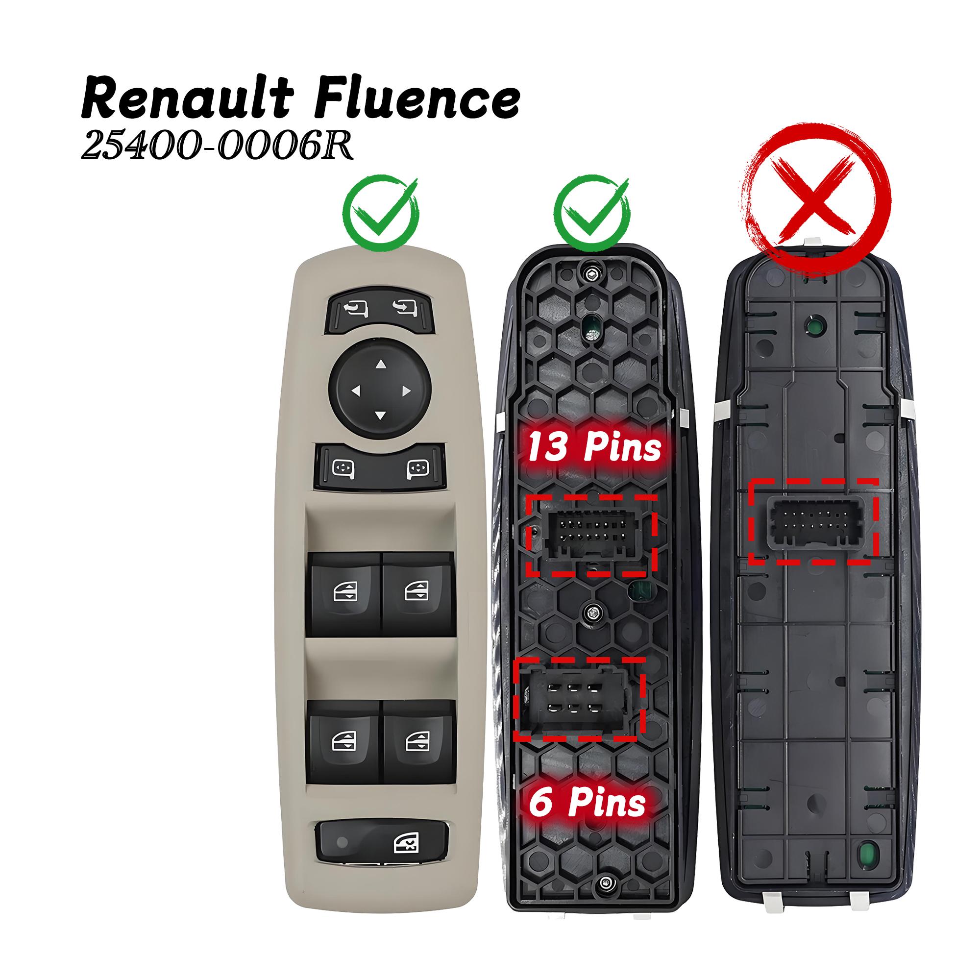 

25400-0006R For Renault Fluence 2008-2010 2011 2012 2013 2014 2015 2016,Master Power Window Lifter Control Switch Button Panel Beige 19 pins