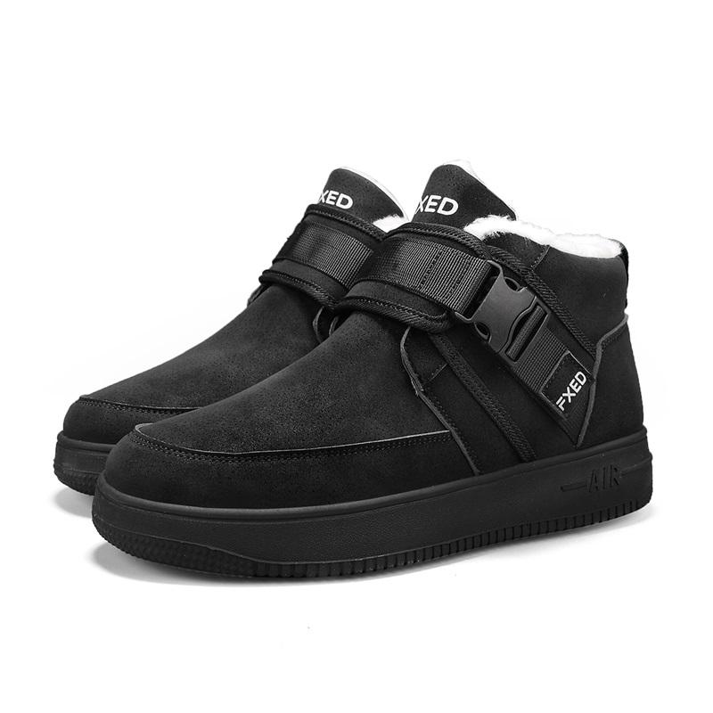 

Новые зимние высокие хлопковые туфли, модные и универсальные, с добавлением флиса для тепла и комфорта, мужские хлопковые туфли 44 чёрный