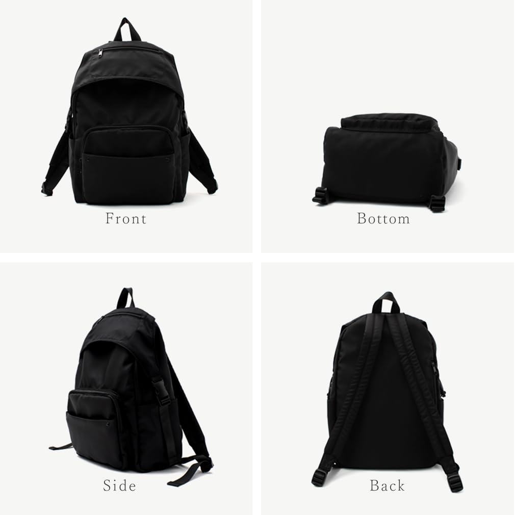 VITAFELICE Damen Nylon Rucksack mit Klappe, binb-z0302y (Schwarz)