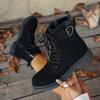 Lace-up Suede Booties Autumn New Round Toe Soft Sole Anti-slip Wear-resistant Flats