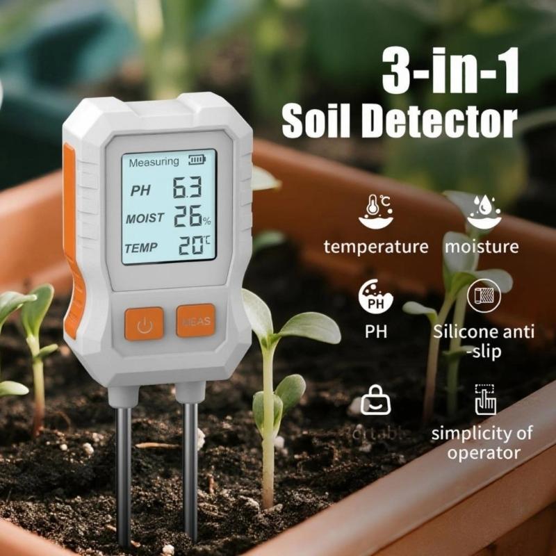 Easy To Use Soil Analysis for Acidbase Value Temperature and Humidity Measurement Featuring Digital Screen In Garden Home
