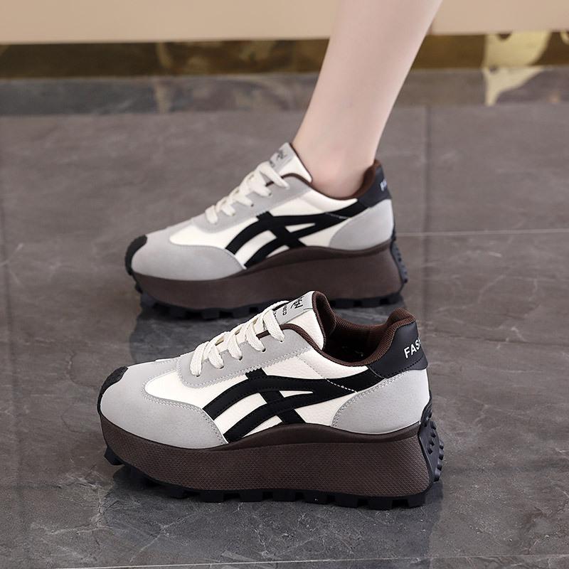 Hong Kong Style Student Trendy Shoes Women's New Thick-soled Heightening Fashionable Versatile Retro Sports and Leisure Dad Shoes