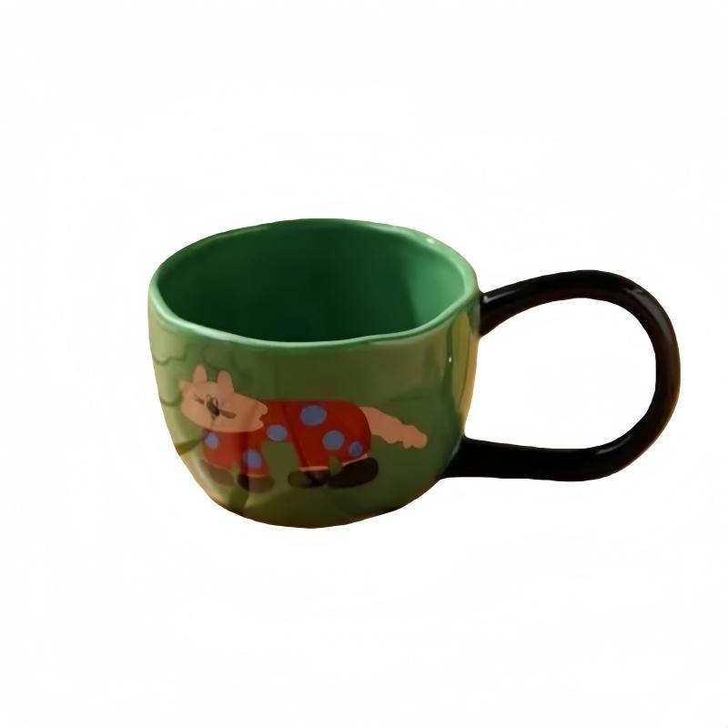 JUSTINLAU Ceramic Mug Valentine's Day Gifts Breakfast Coffee Milk Oat Cup Creative Couple Cup with Handle Home/Office Water Cups