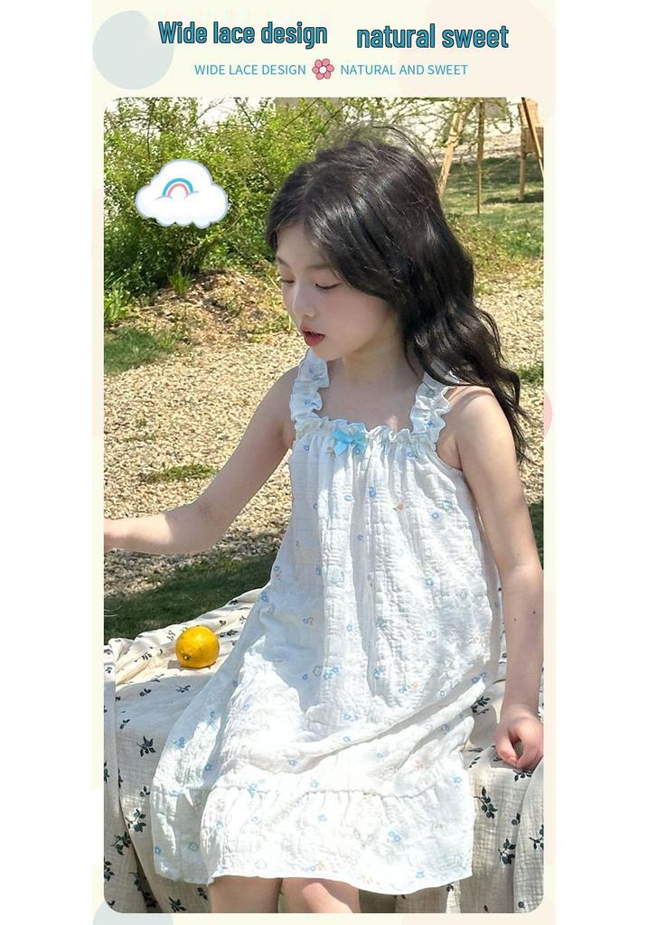 Girls' Stylish Summer Strappy Beach Dress: Casual Holiday Skirt