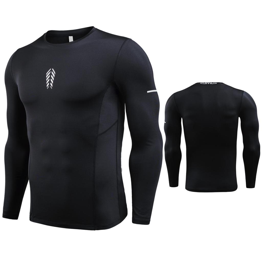 Men's Silk Grid High-Neck Performance T-Shirt - Elastic, Quick-Dry, Long-Sleeve for Autumn/Winter Running.