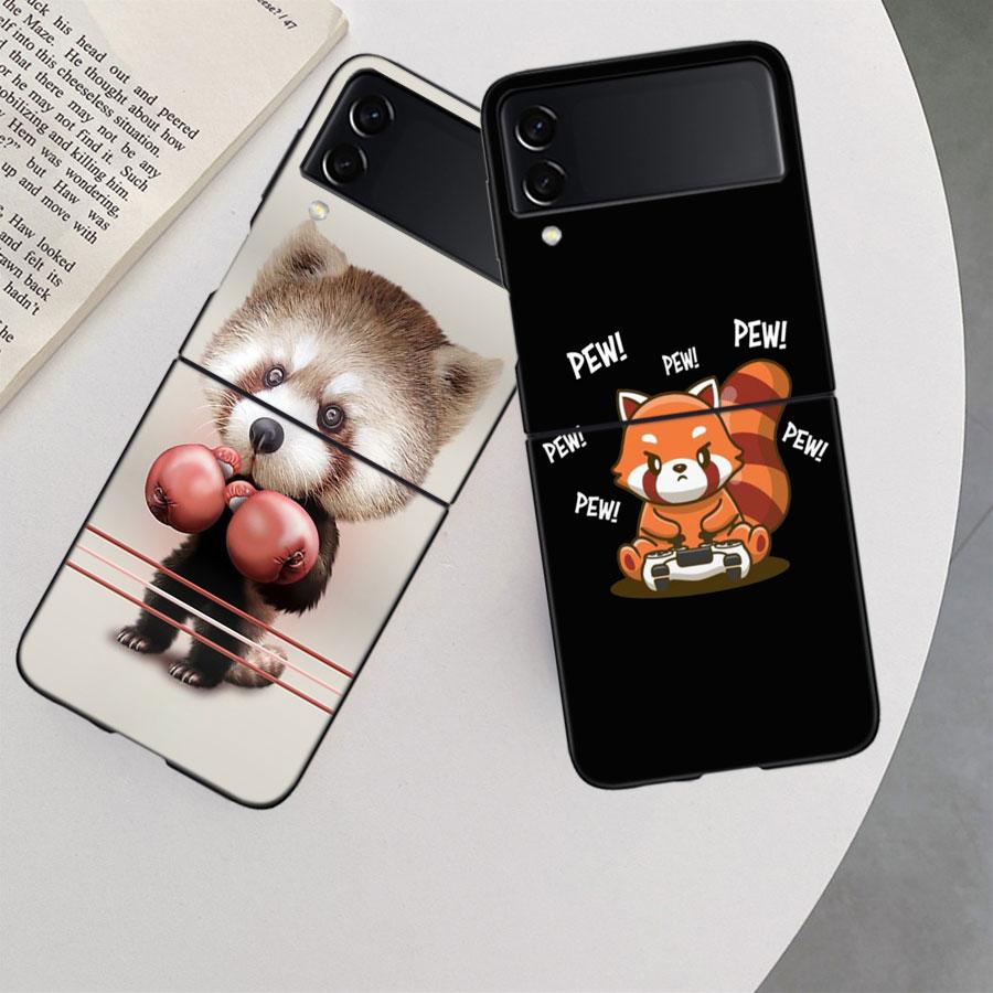 Cute Judo Swordsman Panda Case for Samsung Galaxy Z Flip 3 Flip 5 4 5G Black Hard Cell Phone Cover Samsung Z Flip 5 5G Luxury PC