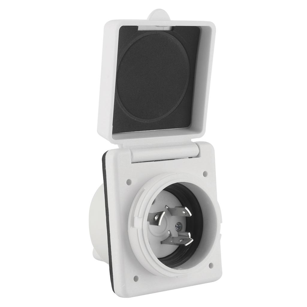 30AMP 125V RV Power Inlet Outlet UV Resistant Sturdy Construction with Waterproof Cover US Plug