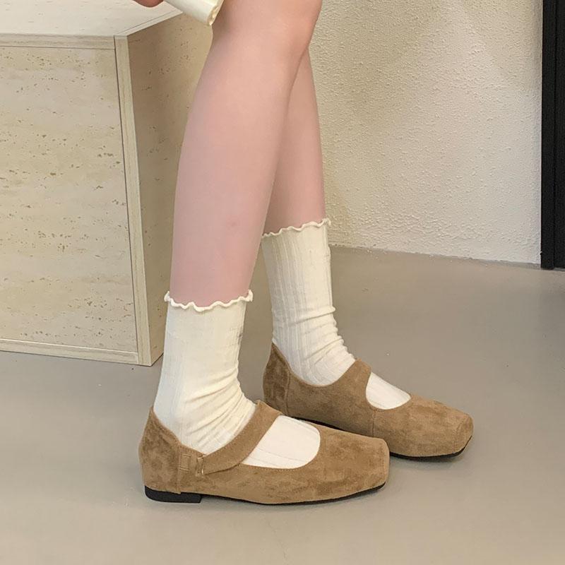 Fashion New Female Slip On Footwear Ladies Flats With Shoes Square Toe Fashion Shallow Women Mary Janes Flats Shoes