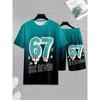 Men's Set 67 Six Seven Printed Men's T-shirt and Shorts 2 Piece Set Summer Casual Outfit for Men's and Women's Clothing