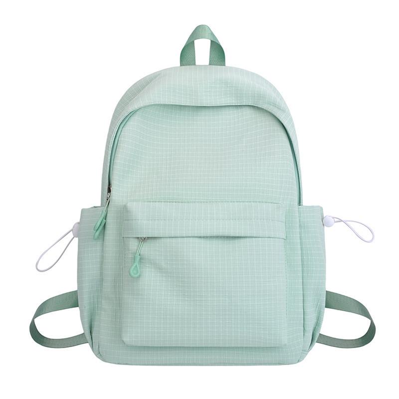 Color Simple Solid Student Backpack With Inner Compartments For Daily Commute