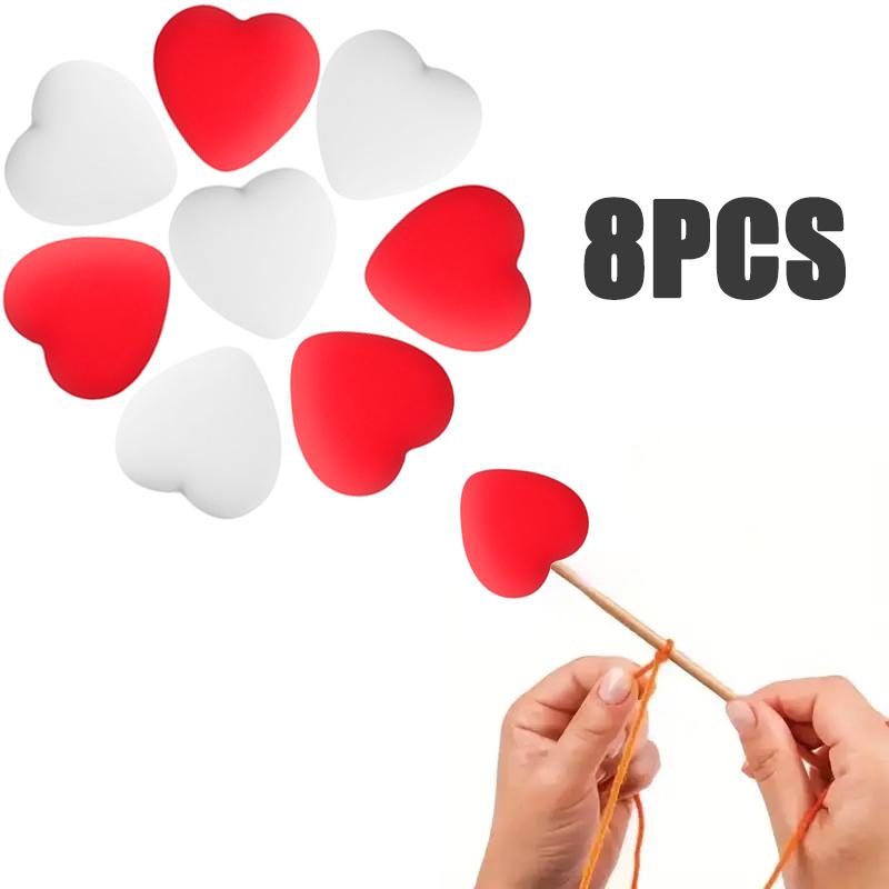8/10/12PCS Multicolor Heart Stitch Needle Tips Stoppers Silicone Knitting Needle End Caps Cute Knitting Needle Point Protectors