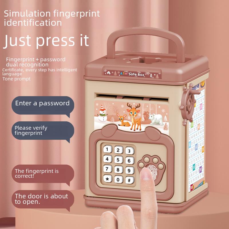 Large Capacity Fingerprint Piggy Bank for Kids - Automatic Money Roll & Birthday Gift