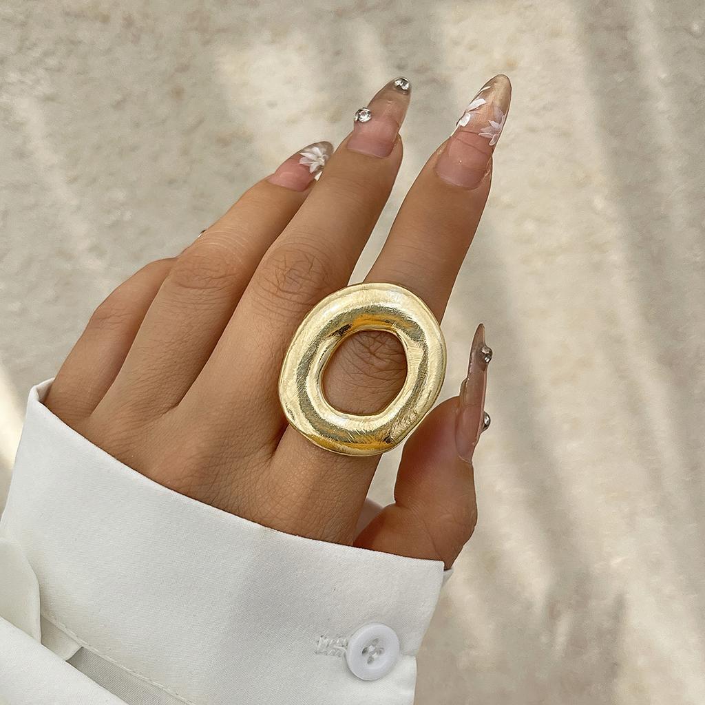 Exaggerated French Metal Texture Glossy Butterfly Ring Women'S Simple Bow Double Finger Ring