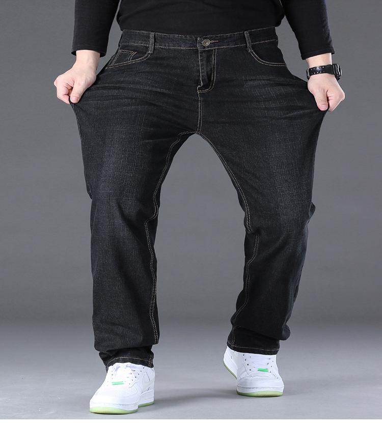 Men's Plus Size Stretch Straight Leg High Waist Jeans - Large Size, 300 Jin Capacity.