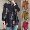 Women's Muslim Print Bubble Sleeve Casual Loose Shirt