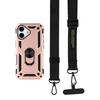 For iPhone 17 Case with Shoulder Strap Kickstand PC+TPU Phone Cover