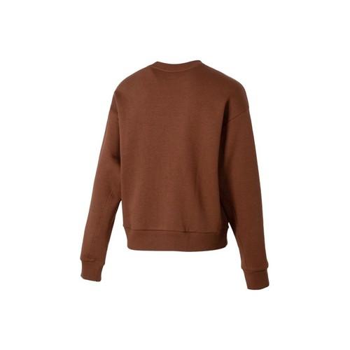 adidas Solid Color Sports Crew Neck Knit Sweatshirt for Women, Dark Brown