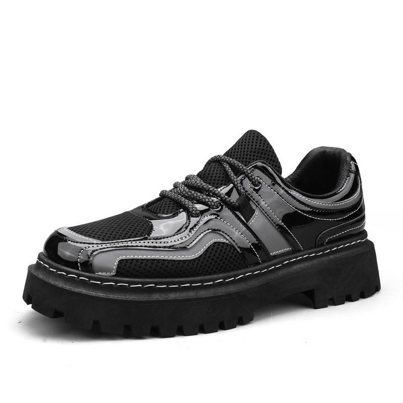 

Spring and Autumn new men s low-top round head thick sole heightening mesh breathable casual fashion lace-up men s shoes one piece 2025 44