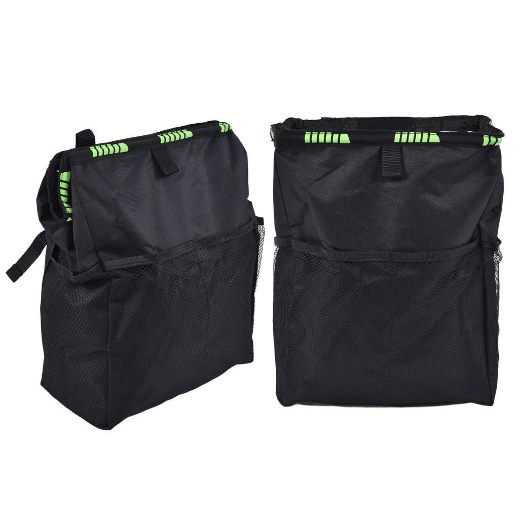 Car Garbage Storage Bag Waterproof Foldable Oxford Fabric Auto Litter Bin with Lid and Pockets Black