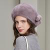 Mink Fur Winter Hats Women Real Mink Fur Berets Warm Genuine Fur Caps With Flower New Female Hat