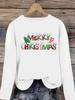(Asian Size) Clothing T Shirt Graphic Tee Women faith peace Merry Christmas new year Print Casual Fashion Top o-neck Long Sleeve T-shirts
