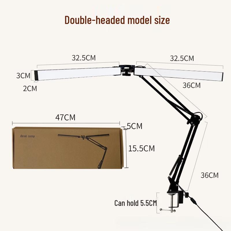 Oeny Dual-Head Clip-On Desk Lamp