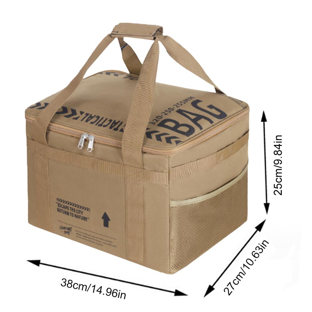 20L/32L Camping Storage Bag Gas Tank Storage Bag Insulated Picnic Bag Cooler Lunch Box Thermal Bag Outdoor BBQ Tools Organizer